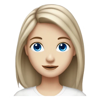 pale girl with brown medium length hair and blue eyes sticker