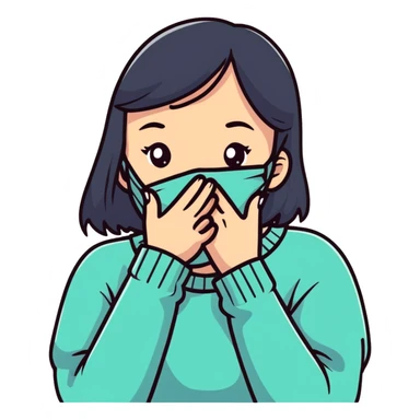 A girl covering her  sticker