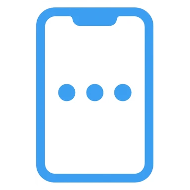 Smartphone icon with three small dots inside the screen, symbolizing points collection, flat emoji style, outline with blue and turquoise colors, white background sticker