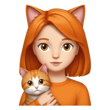 Ein Mädchen mit Braunen Haare mit einer orangenen Katze im Arm sticker