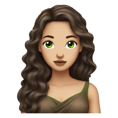 Aphrodite, long dark brown hair, green eyes, light skin sticker