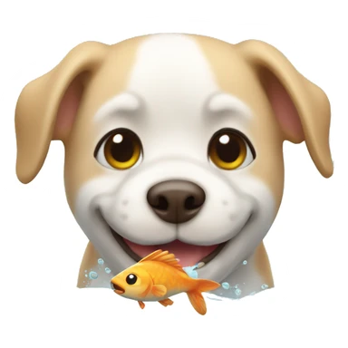Cute dog having fish sticker