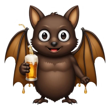 black bat drinking beer sticker