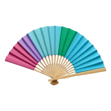 3D render of Paper Fan entirely of folded origami paper, sharp creases, cardboard texture, matte finish, visible paper grain, craft aesthetic,emoji style, isolated on white background --v 6.0 sticker