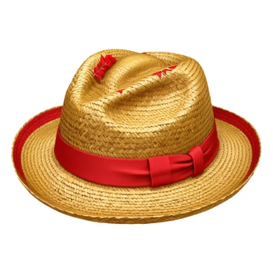 just a straw hat with red detailing sticker