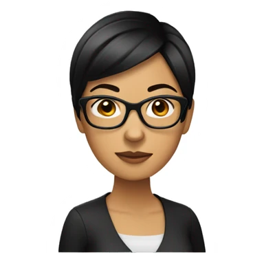 Hispanic woman with short straight black hair and glasses sticker