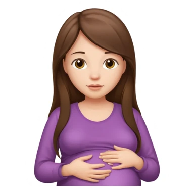 A pregnant woman with long straight brown hair and fair skin  sticker