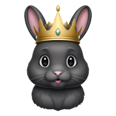 black bunny with silver crown sticker