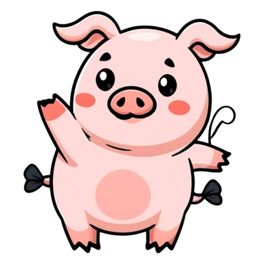 Pig with bows farting sticker