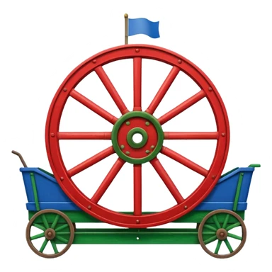 Un drapeau avec la moitié de bleu et l’autre de vert avec une roue de roulotte rouge au centre assez grande sticker