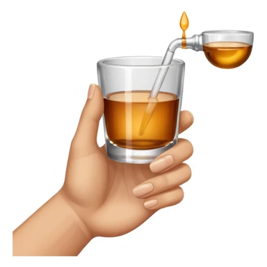 a hand holding a small shot glass sticker