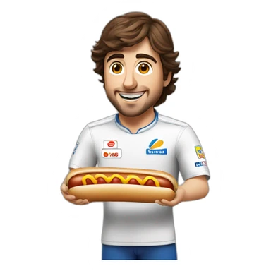 Fernando Alonso launching a hot dog sticker