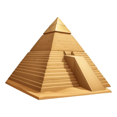 An emoji of the ancient Egyptian Great Pyramid of Giza. It is a large, triangular structure made of stone blocks against a desert background. sticker