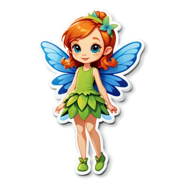 ginger fairy with big blue wings  sticker