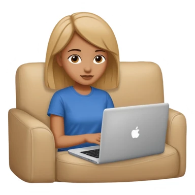 A girl is working with a laptop while lying on the sofa sticker