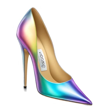 Realistic isolated top view of a pair of iridescent jimmy Choo stiletto high heel shoes. sticker