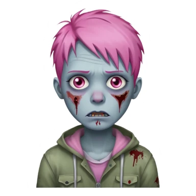 Sad zoombie pink hair sticker