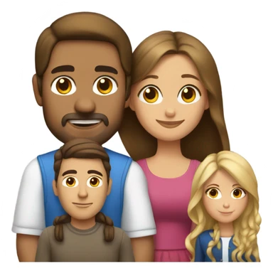 Puerto rican beard short brown hair  with blond long hair woman and brown long hair girl Family  sticker