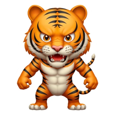 full body of angry tiger with fangs, front face  sticker