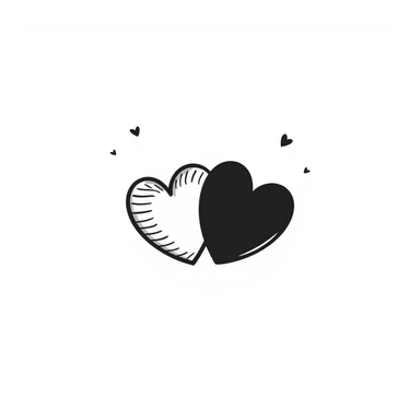 two hearts hand drawn doodle sticker