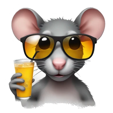 rat with sunglasses on with drink  sticker