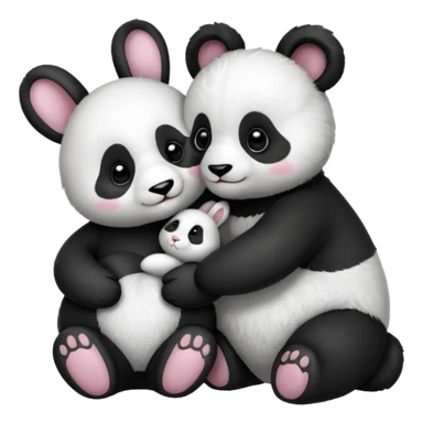 Cute panda and bunny love  sticker