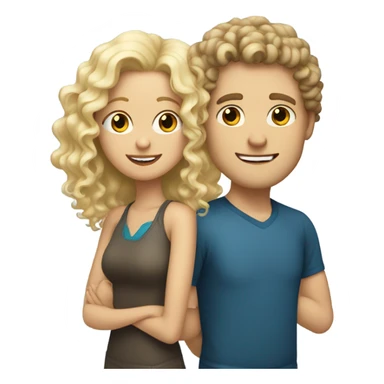couple blonde girl and white guy with curly hair sticker