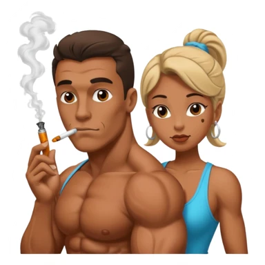 Bodybuilder and girlfriend smoking a Crack pipe sticker