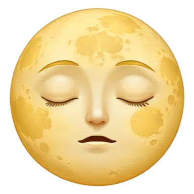 full yellow moon with sleepy drowsy face with closed eyes sticker