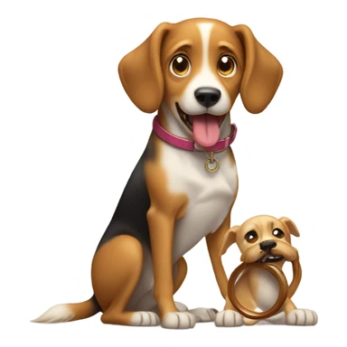 A male dog proposing to a female dog  sticker