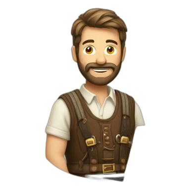 mann with beard and lederhosen and laptop sticker