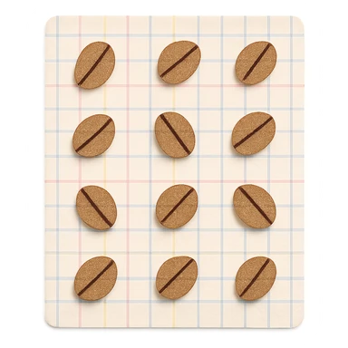 coffee bean pattern grid paper background with pastel lines, soft pastel style, transparent background sticker