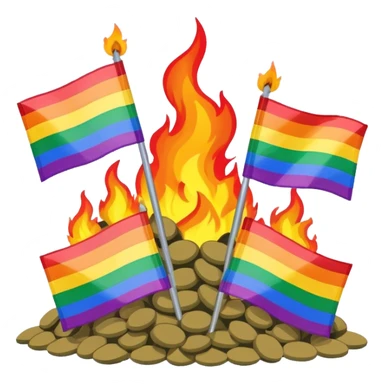 Gay flag burning sticker