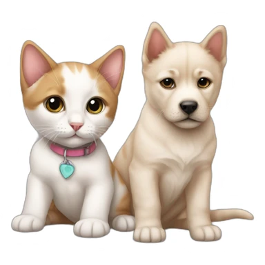 Kitten and puppy sticker