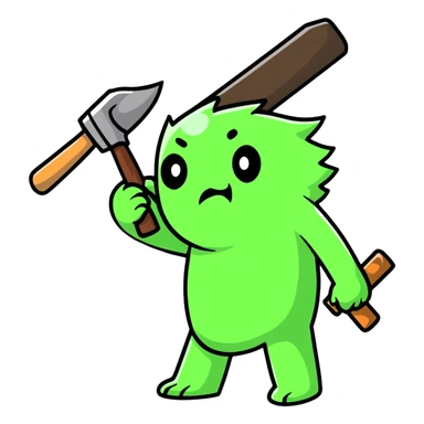 cartoon sticker of a head with a hammer hitting it, expressive face sticker