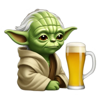 Yoda buvant une biere sticker