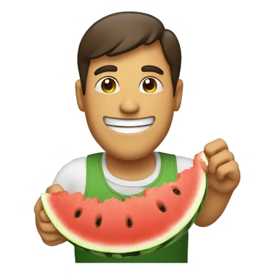 A man happily eating a watermelon  sticker