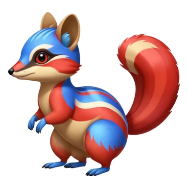 Shiny Colorful Red and Blue exotic Numbat-Quilava-fusion (full body) sticker