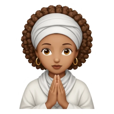 Curly hair Black women praying sticker