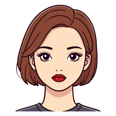 A brunette girl with lipstick and lashes  sticker