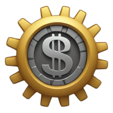 a gear with a dollar sign in the center sticker