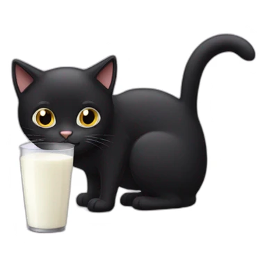 a black cat drinking milk sticker