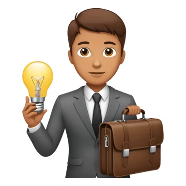 entrepreneur with briefcase and business ideas sticker