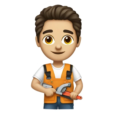 young Woodworker with miter saw caucasian dark hair sticker
