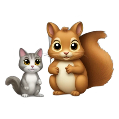 squirrel and cat under an umbrella sticker