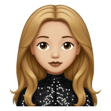 Head from Korn with long light brown hair, light skin, black sequin outfit sticker