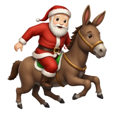 Santa chasing a donkey sticker