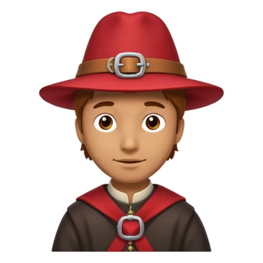 Man with red pilgrim-style hat and buckle.







































 sticker