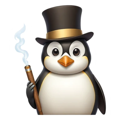 Penguin Wizard in a top hat and monacle and cigar sticker