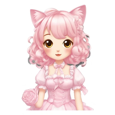 Shiny Blushing Cute Romantic Kawaii Beautiful Pastel Lolita Anime Catgirl Trending Style Cottagecore Pastelcore  full body sticker